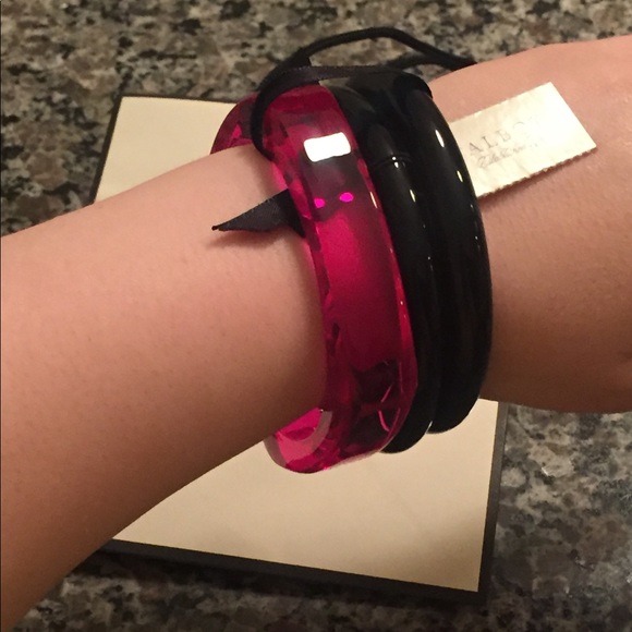 Talbots bundle Bangle bracelets (3) - pink/black - Picture 2 of 5